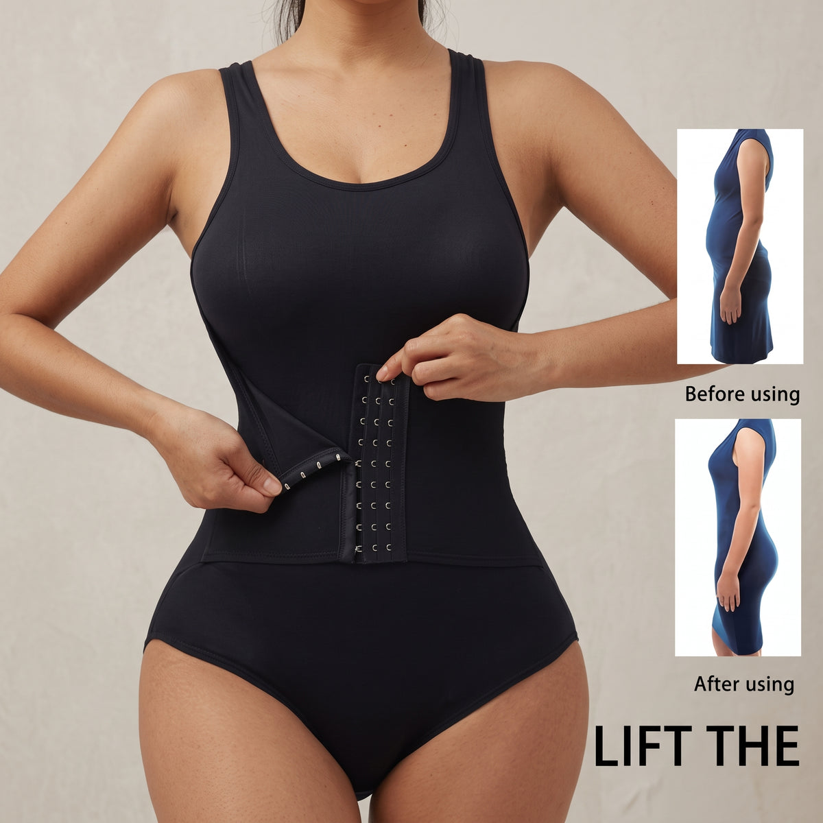 Muscles Rise Zipper Waist Shaper Bodysuit