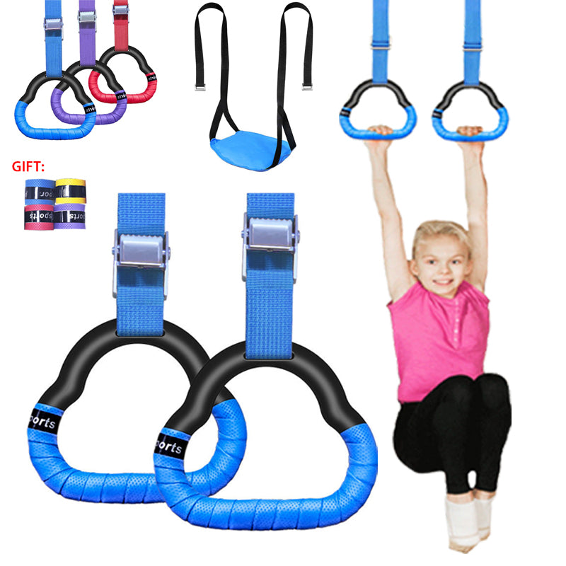 Muscles Rise Gymnastics Rings with Adjustable Straps – Non-Slip Fitness Rings for Kids & Family Training