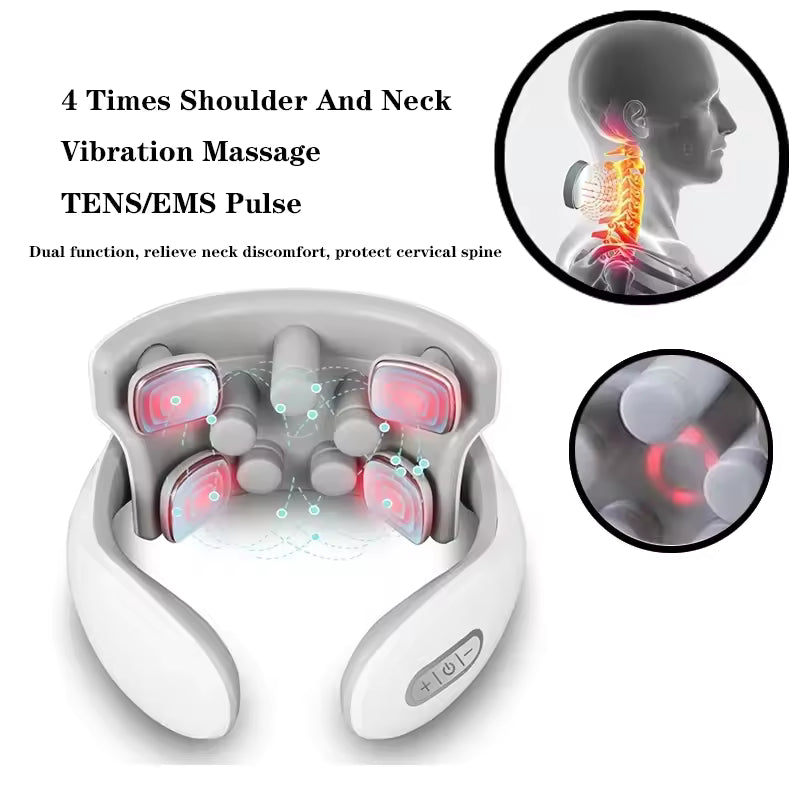 Muscles Rise Smart Neck Massager – Rechargeable Pulse Therapy Device with Heat & Vibration Massage