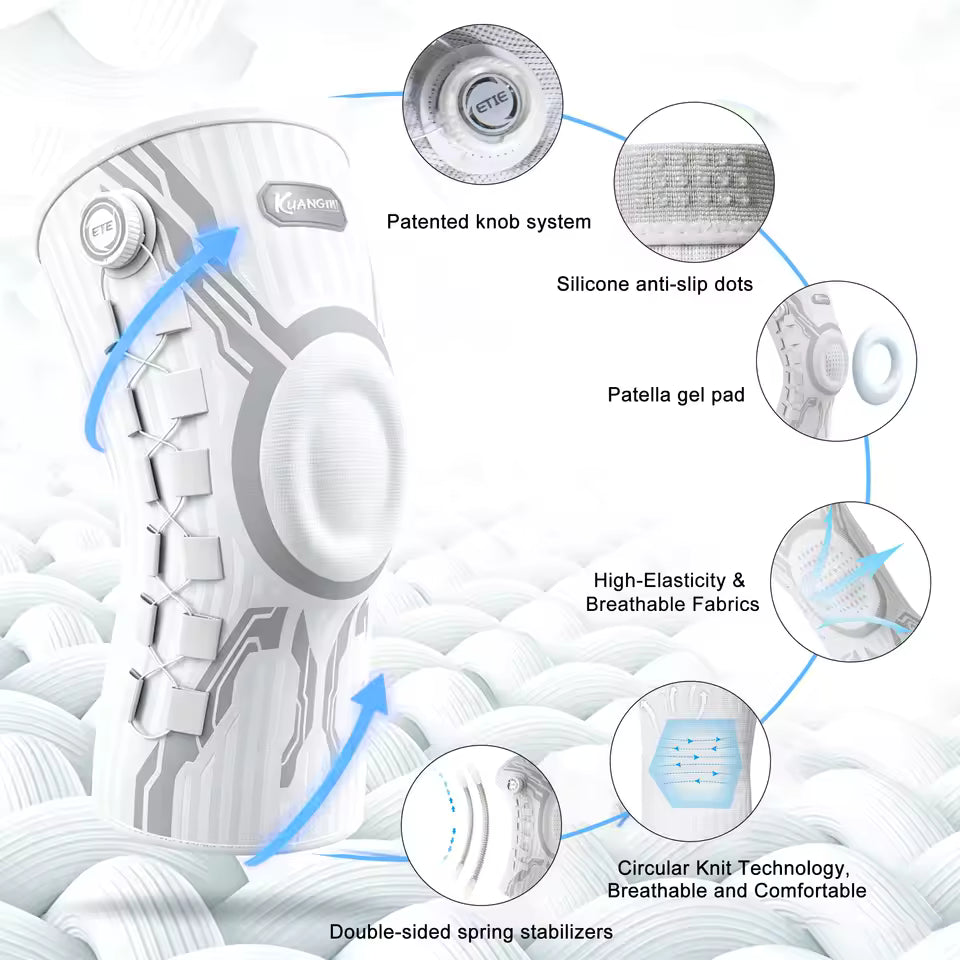 Muscles Rise Adjustable Knee Brace with Patella Gel Pad & Side Stabilizers – Compression Support for Sports & Recovery