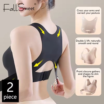 Muscles Rise Women's Posture Support Bra – Seamless Wireless Push-Up Bralette with Cross Back Design