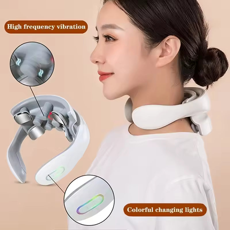 Muscles Rise Smart Neck Massager – Rechargeable Pulse Therapy Device with Heat & Vibration Massage