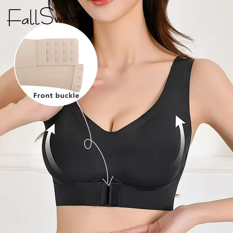 Muscles Rise Women's Posture Support Bra – Seamless Wireless Push-Up Bralette with Cross Back Design