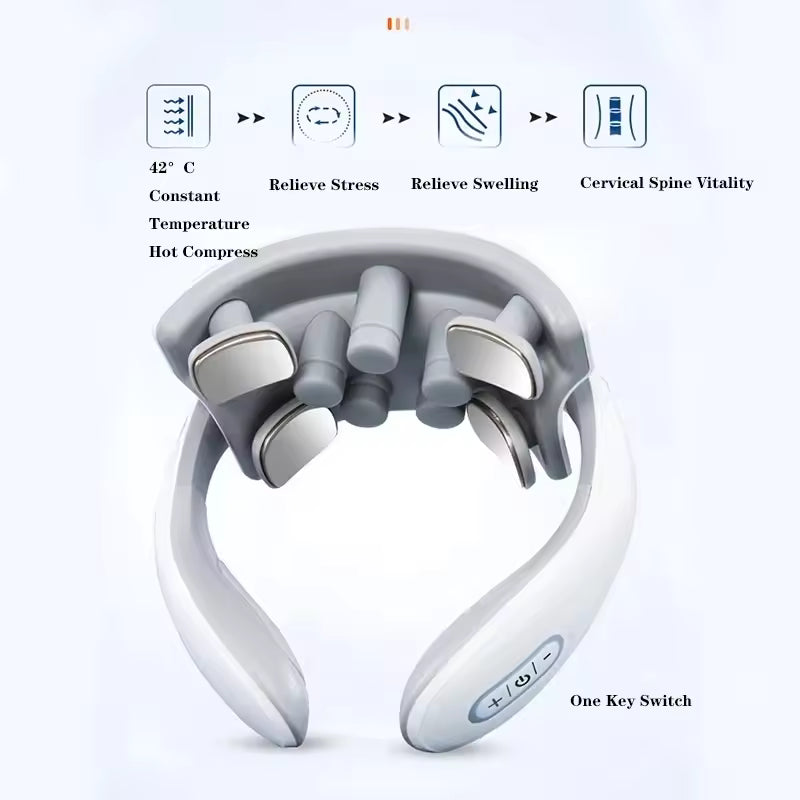 Muscles Rise Smart Neck Massager – Rechargeable Pulse Therapy Device with Heat & Vibration Massage