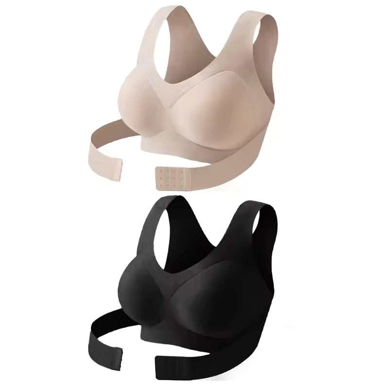 Muscles Rise Women's Posture Support Bra – Seamless Wireless Push-Up Bralette with Cross Back Design