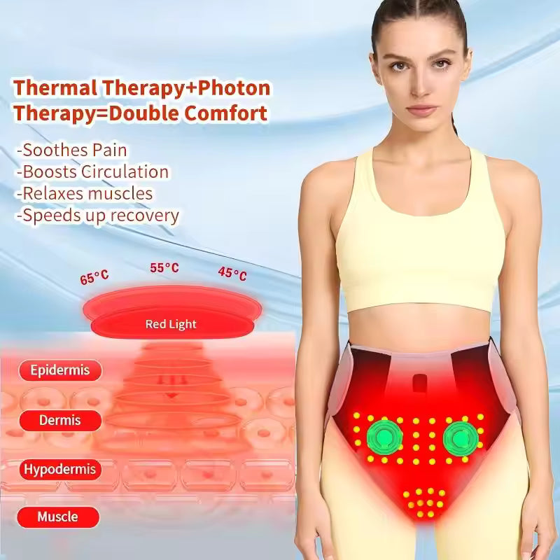 Muscles Rise Heated Menstrual Relief Belt – Red Light Therapy & Abdominal Massage for Comfort and Warmth