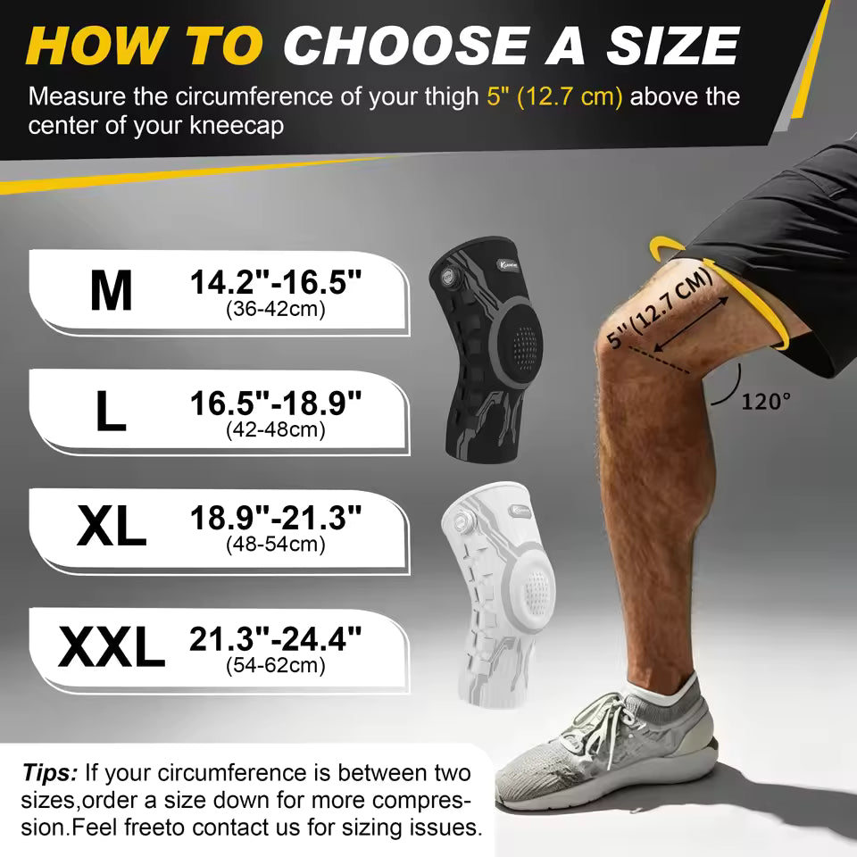 Muscles Rise Adjustable Knee Brace with Patella Gel Pad & Side Stabilizers – Compression Support for Sports & Recovery