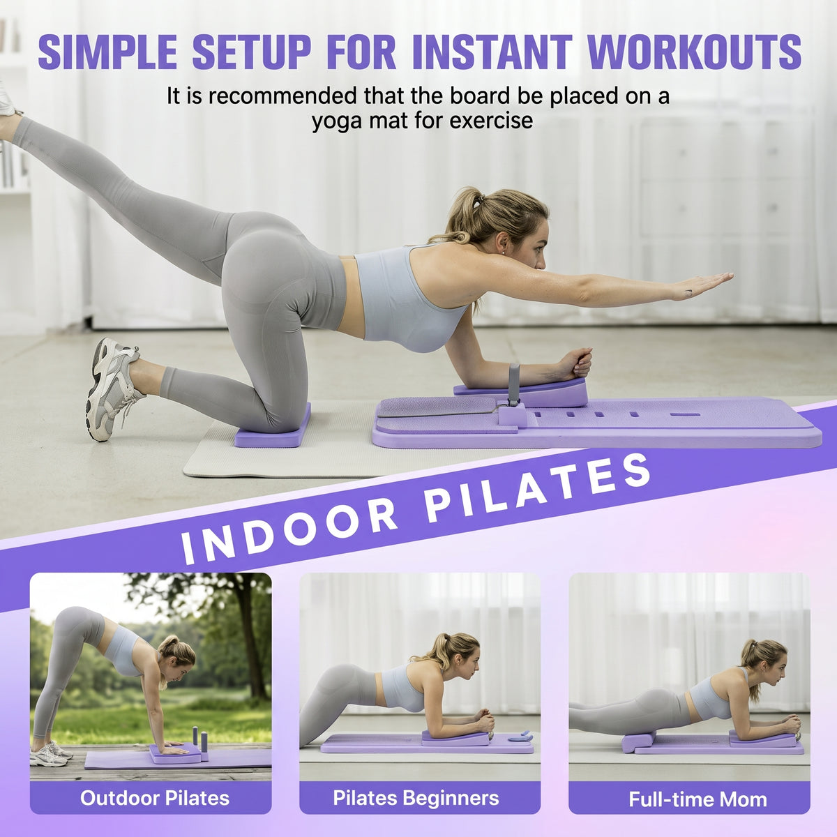 Muscles Rise 6-in-1 Foldable Pilates Reformer Board